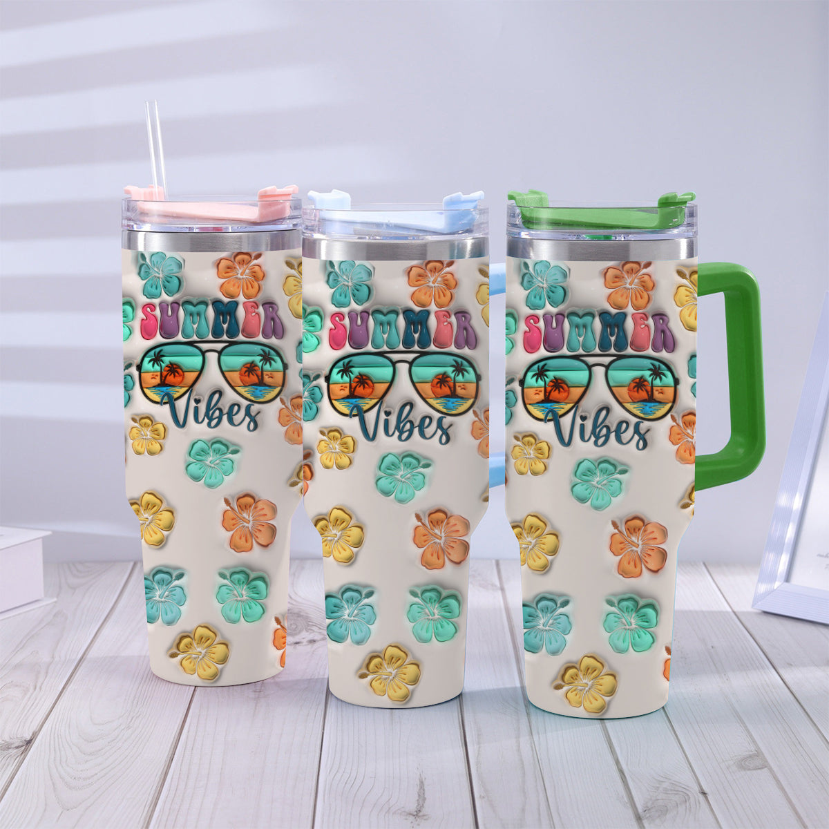Summer Vibes - Personalized Sea Lover Tumbler With Handle