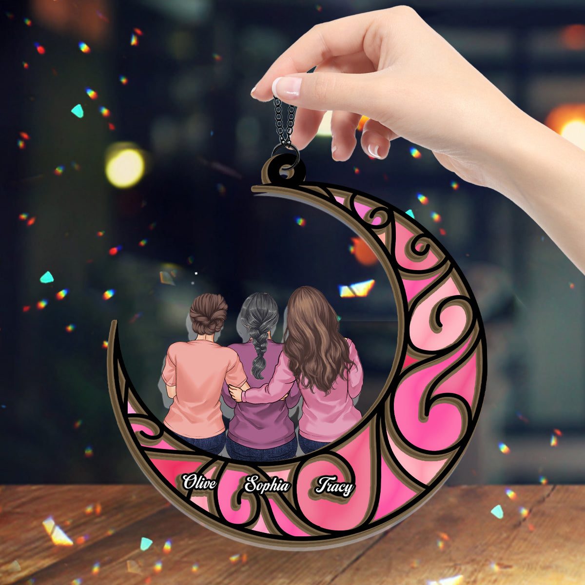 Besties Forever - Personalized Bestie 2 Layered Window Hanging Suncatcher