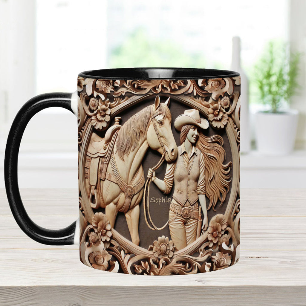 A Girl And Her Horse - Personalized Horse Accent Mug