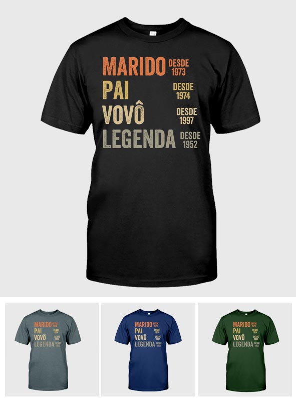 Marido Pai Vovô Legenda Desde – Personalisiertes Opa-T-Shirt und Kapuzenpullover