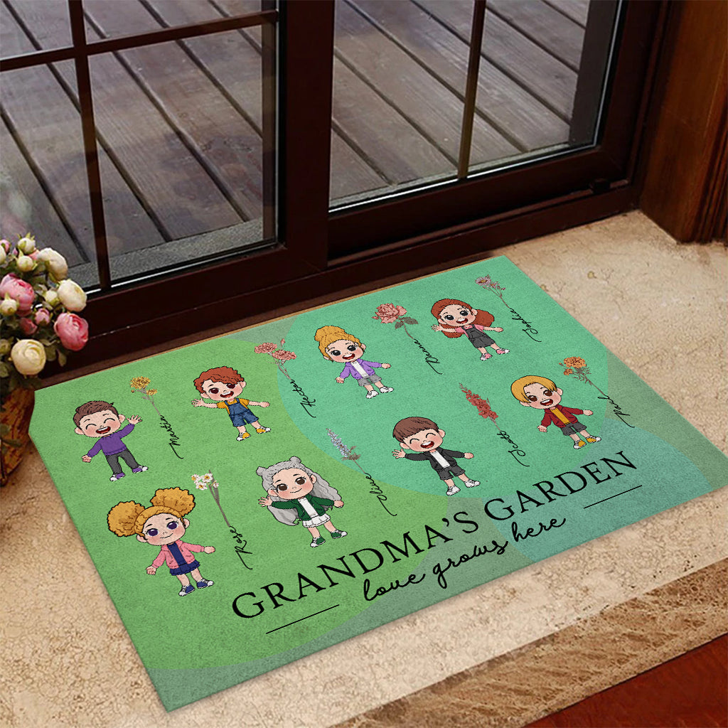 El Amor Crece Aquí Abuela's Garden Grandma Nana - Personalized Grandma Doormat