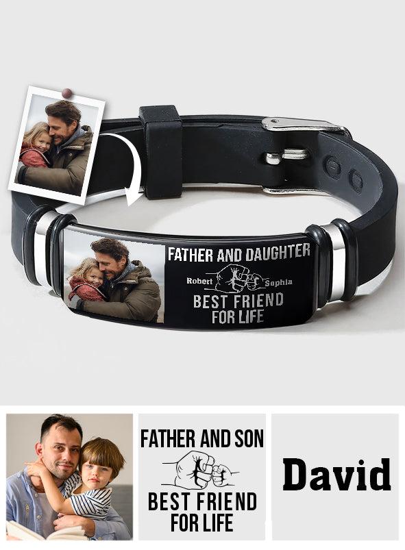 Father & Daughter Son Best Friend For Life - Personalized Father Engraved Bracelet