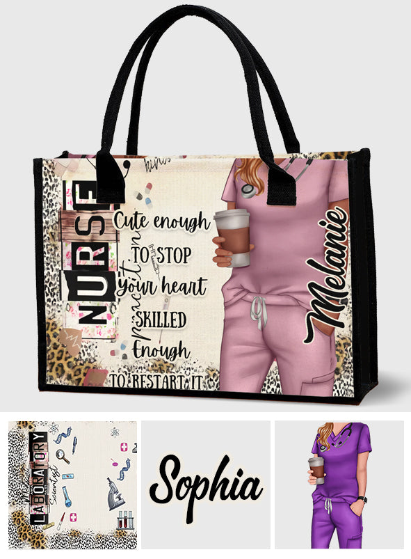 Funny Nurse Leopard Gift For Nurse, CNA, CMA, Doctor - Personalized Nurse Canvas Tote Bag