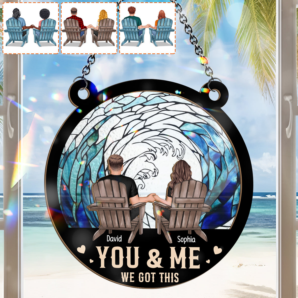 You & Me, We Got This - Personalized Couple 2 Layered Window Hanging Suncatcher
