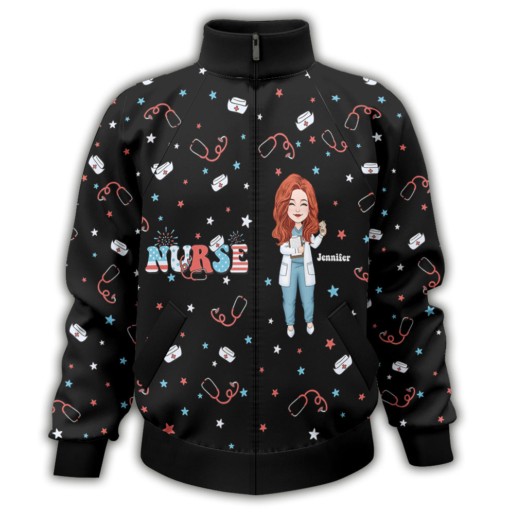 Nurse Life 4th Of July - Personalized Nurse Zip Jacket
