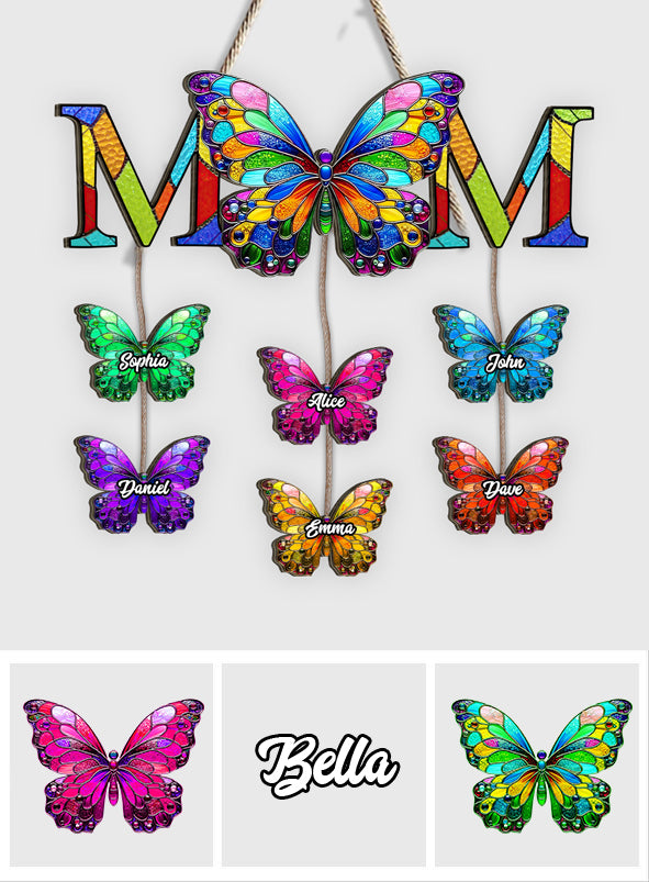 Wunderschöne Schmetterlingsmama - Personalisiertes Mutter-Schild aus Palettenholz