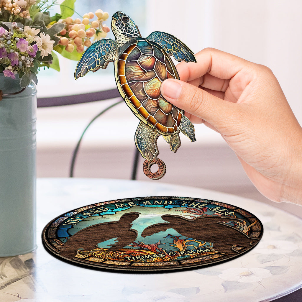You And Me And The Sea - Personalized Turtle Key Holder