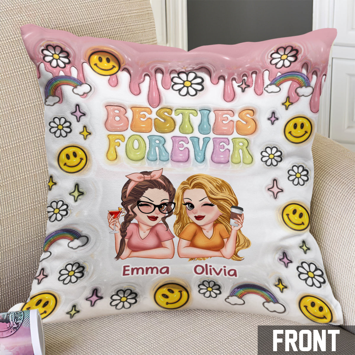 Besties Forever - Personalized Bestie Throw Pillow