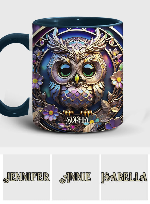 Bunte Eule – Personalisierte Tasse mit Eulenmotiv