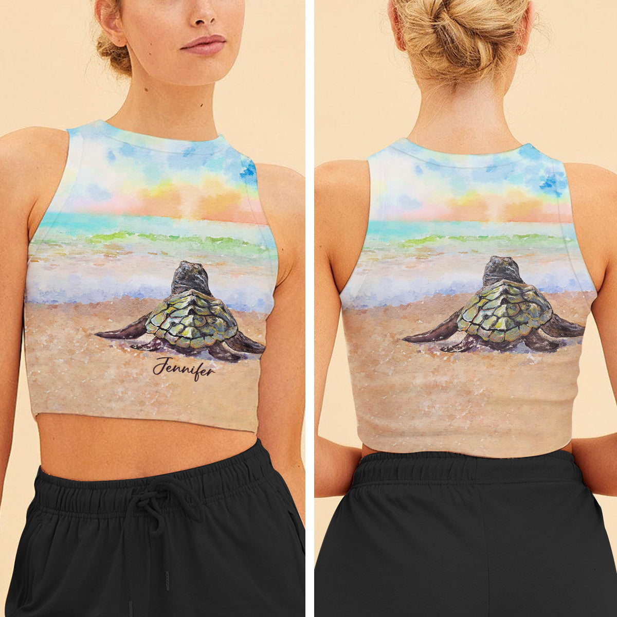 Love Turtles - Personalized Turtle Crop Tank Top