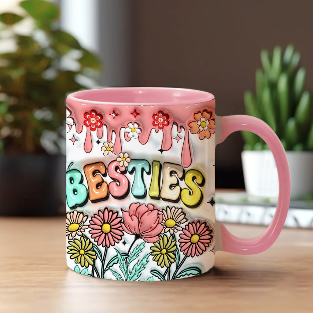 Besties Forever Floral - Personalized Bestie Accent Mug