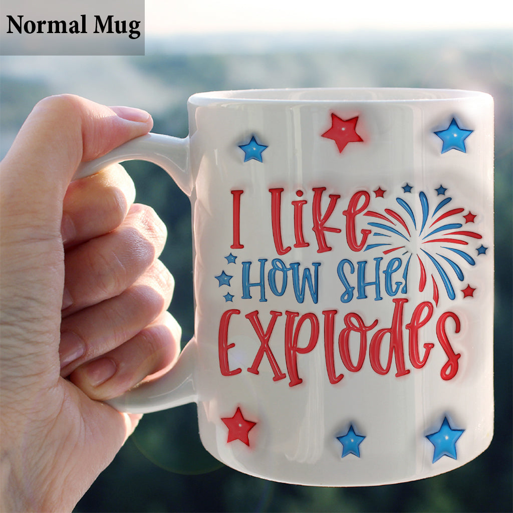 I Like How He Bangs I Like How She Explodes 4th July - Personalized Couple Mug