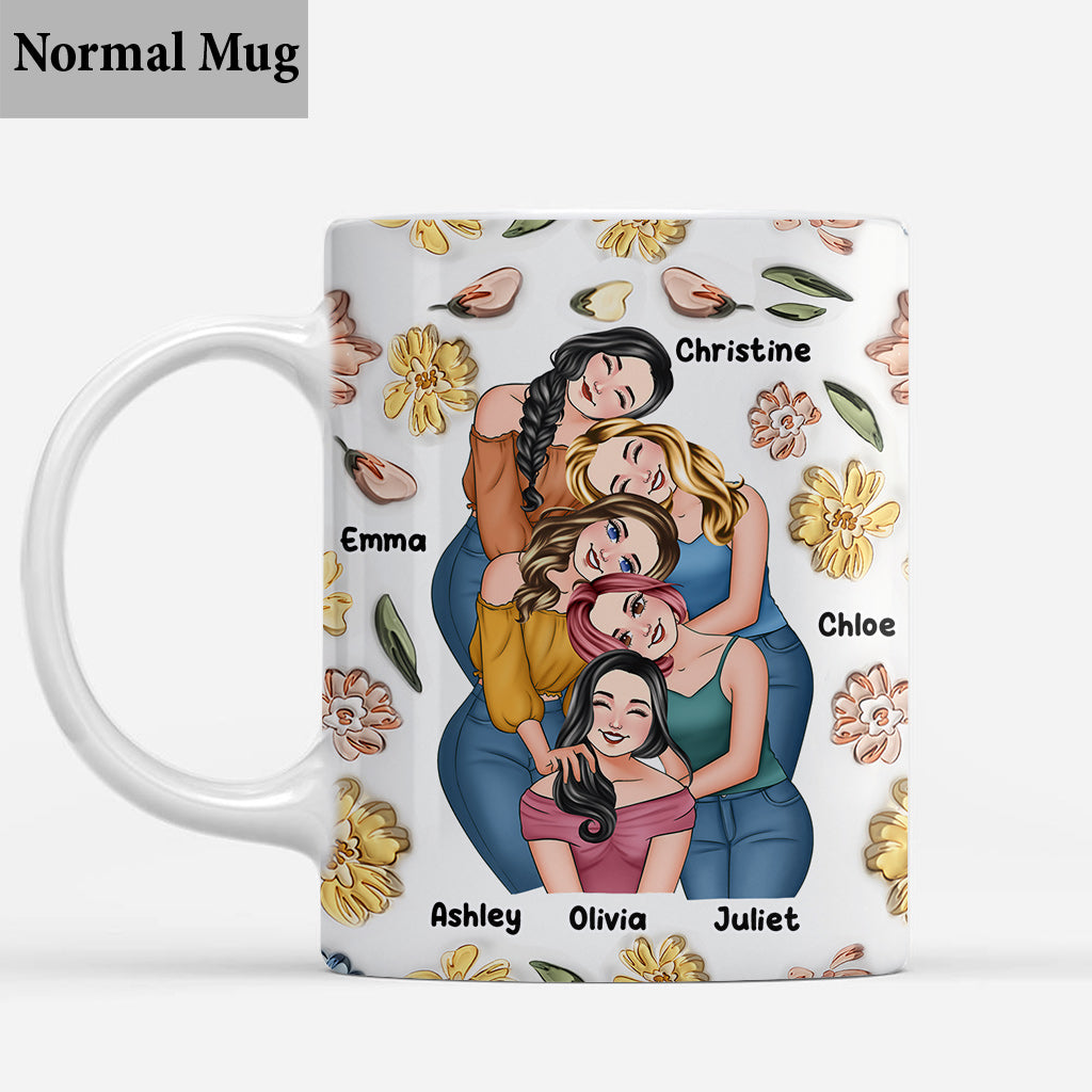 Besties Forever Floral Style - Personalized Bestie Mug