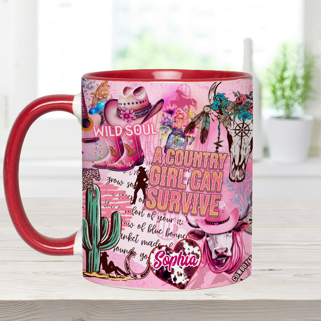 A Country Girl Can Survive - Personalized Country Girl Accent Mug