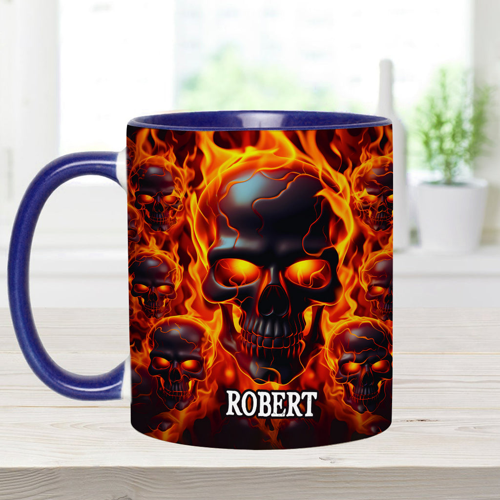 Melted Skull On Fire - Personalized Skull Accent Mug