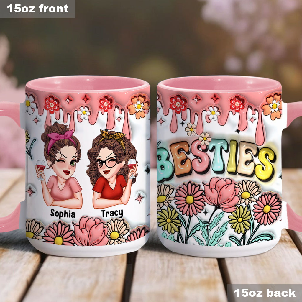 Besties Forever Floral - Personalized Bestie Accent Mug