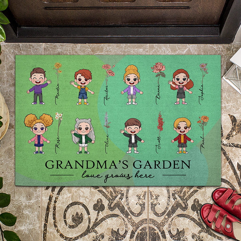 El Amor Crece Aquí Abuela's Garden Grandma Nana - Personalized Grandma Doormat