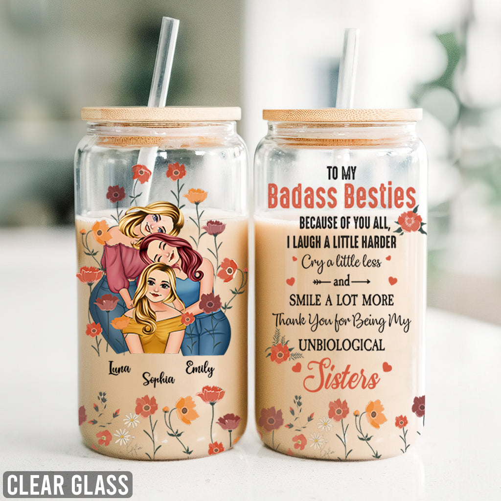 My Unbiological Sisters - Personalized Bestie Can Glass