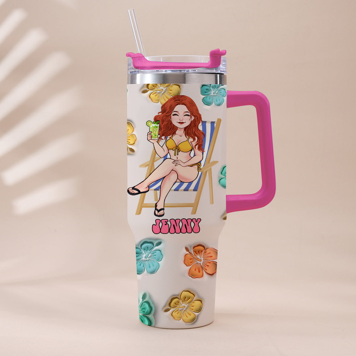 Summer Vibes - Personalized Sea Lover Tumbler With Handle