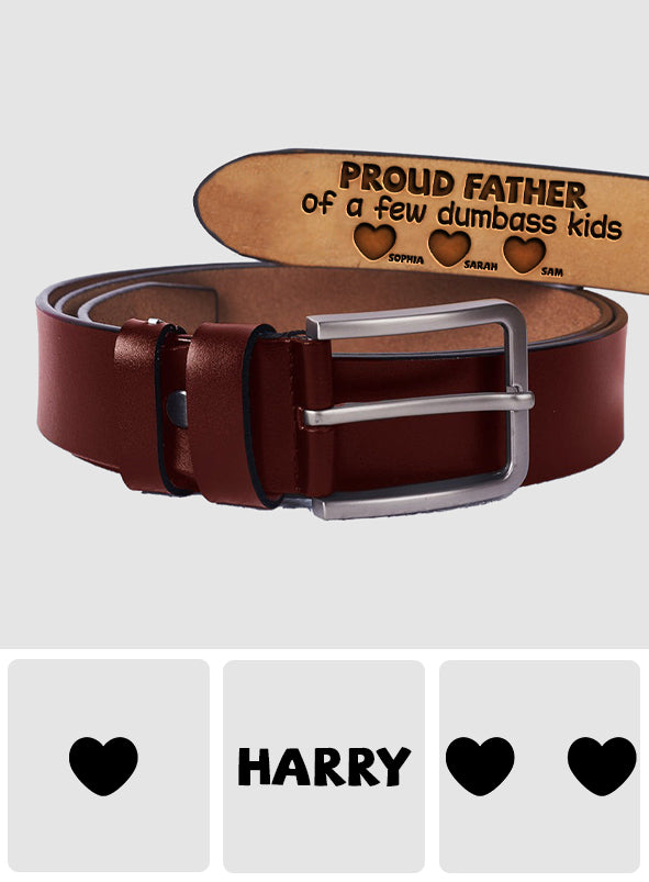 Proud Father Of A Few Kids - Personalized Father Leather Belt