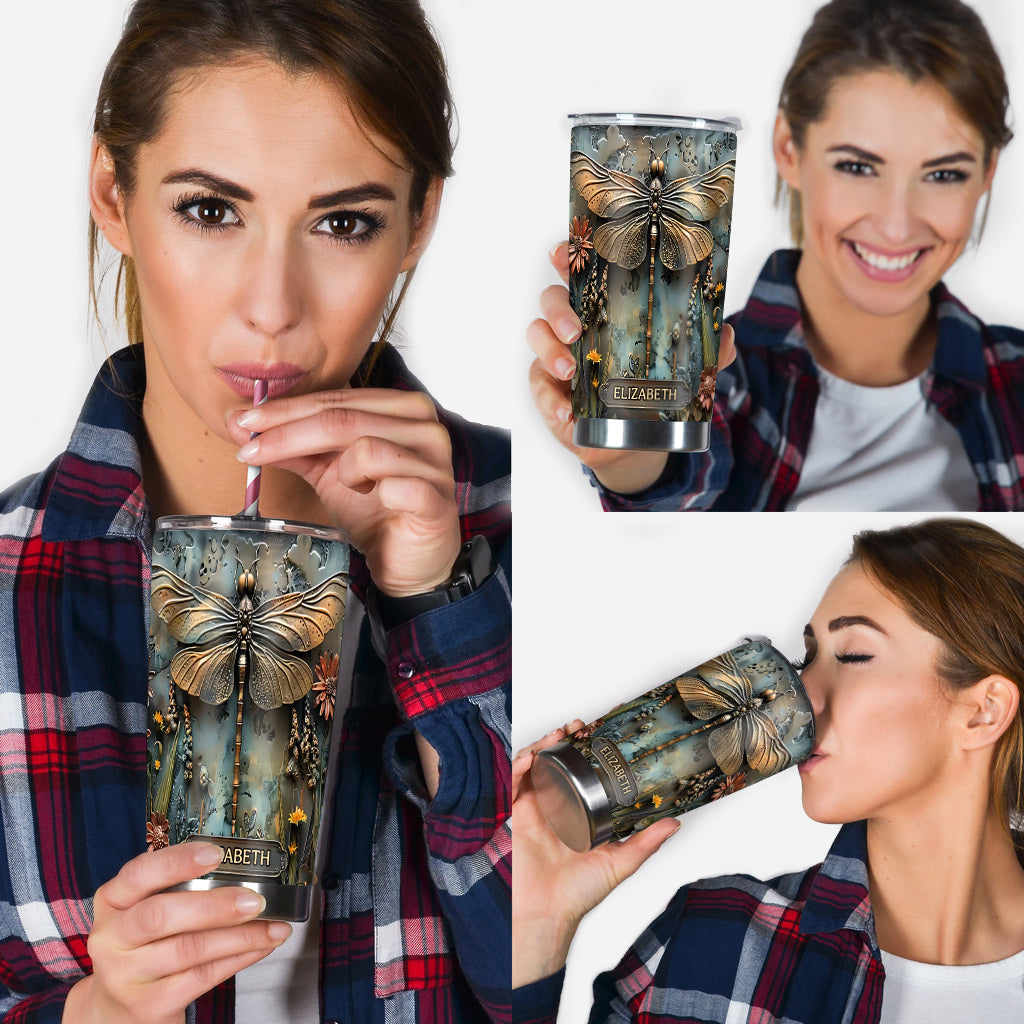 Stunning Dragonfly - Personalized Dragonfly Tumbler