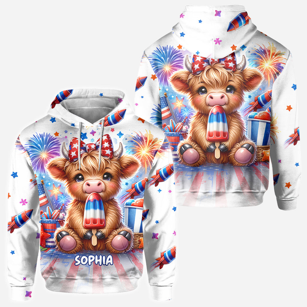 4th Of July Highland Cow - Personalized All Over Shirt