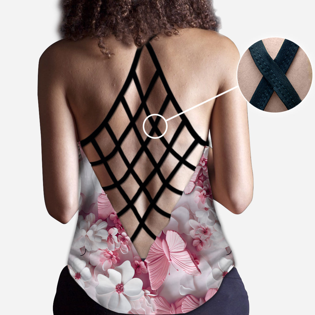 Wonderful Butterflies - Personalized Butterfly Cross Tank Top