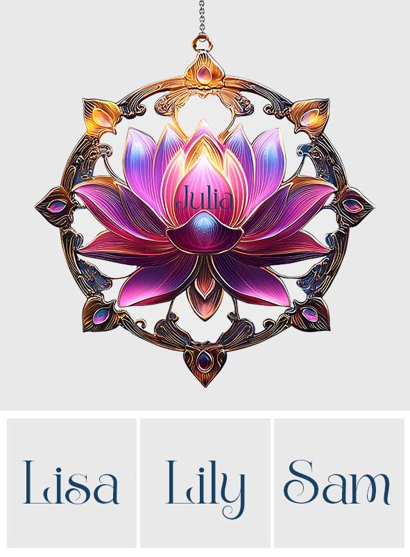 Magnifique lotus - Ornement attrape-soleil personnalisé à suspendre à une fenêtre, inspiré du yoga
