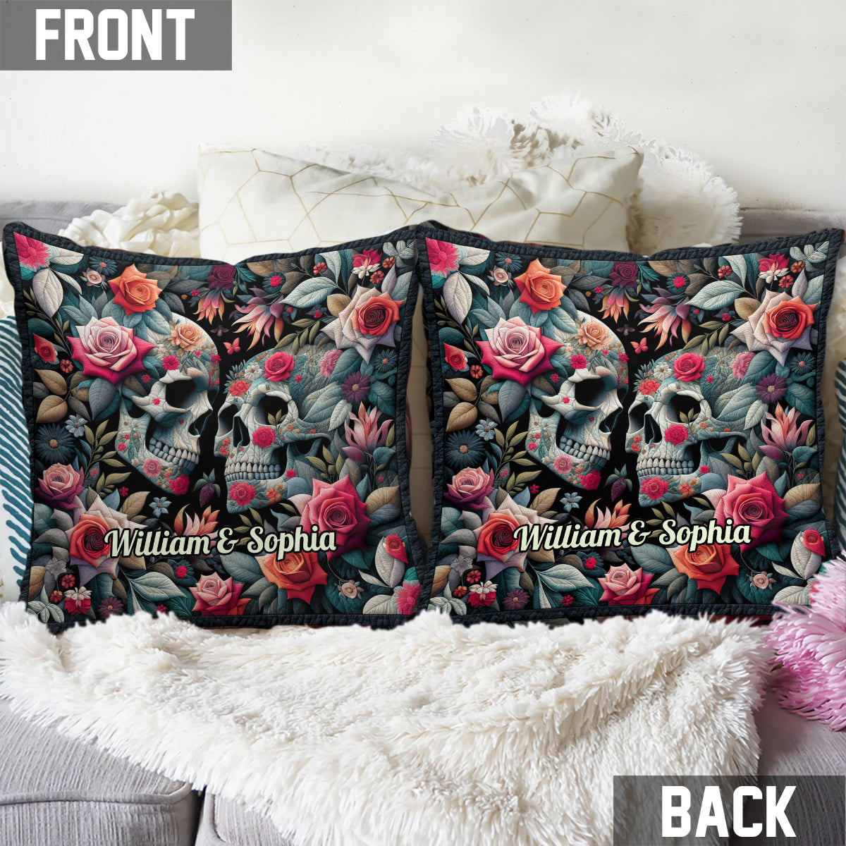 Til Death Do Us Part - Personalized Skull Throw Pillow