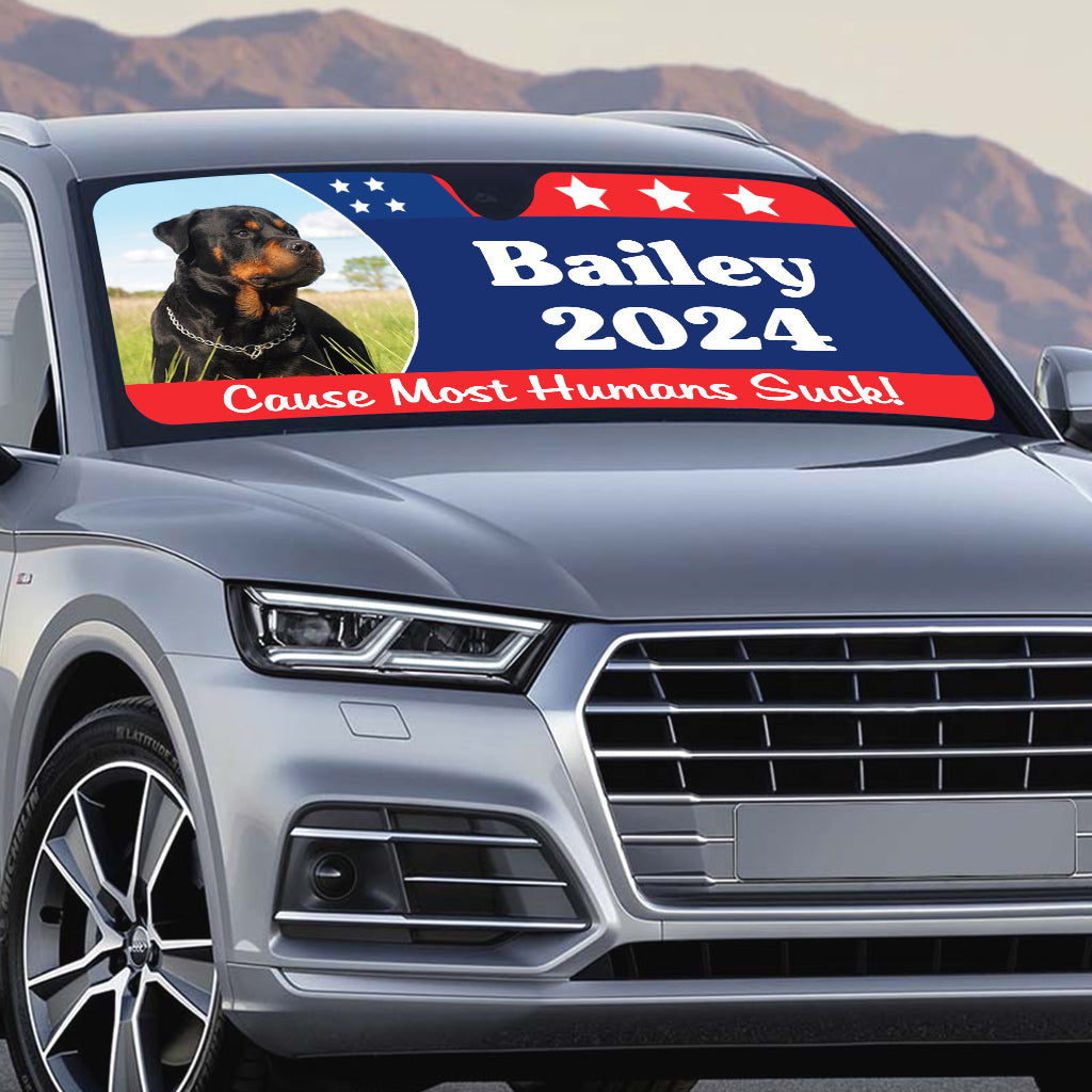 Most Human Suck! Vote For Pets - Personalized Dog Car Sunshade