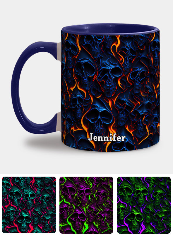 Flame Fire Skull - Personalized Skull Accent Mug