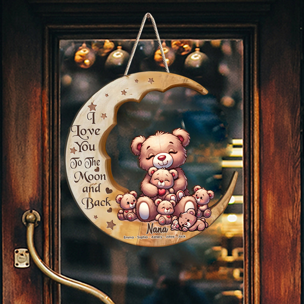 I Love You To The Moon - Personalized Grandma Custom Shaped Wood Sign