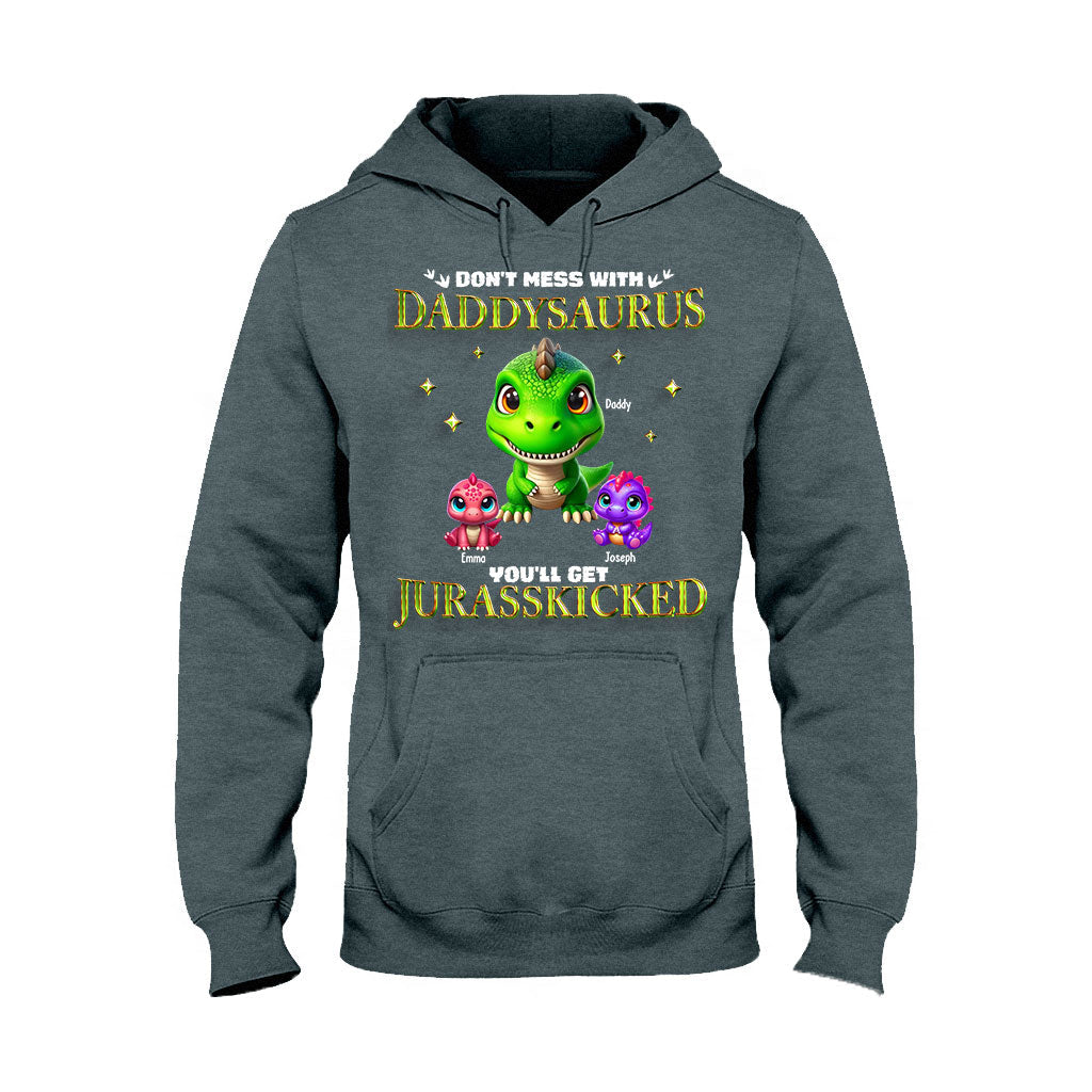 Daddysaurus Grandpasaurus 3D Dinosaurs - Personalized Father T-shirt And Hoodie