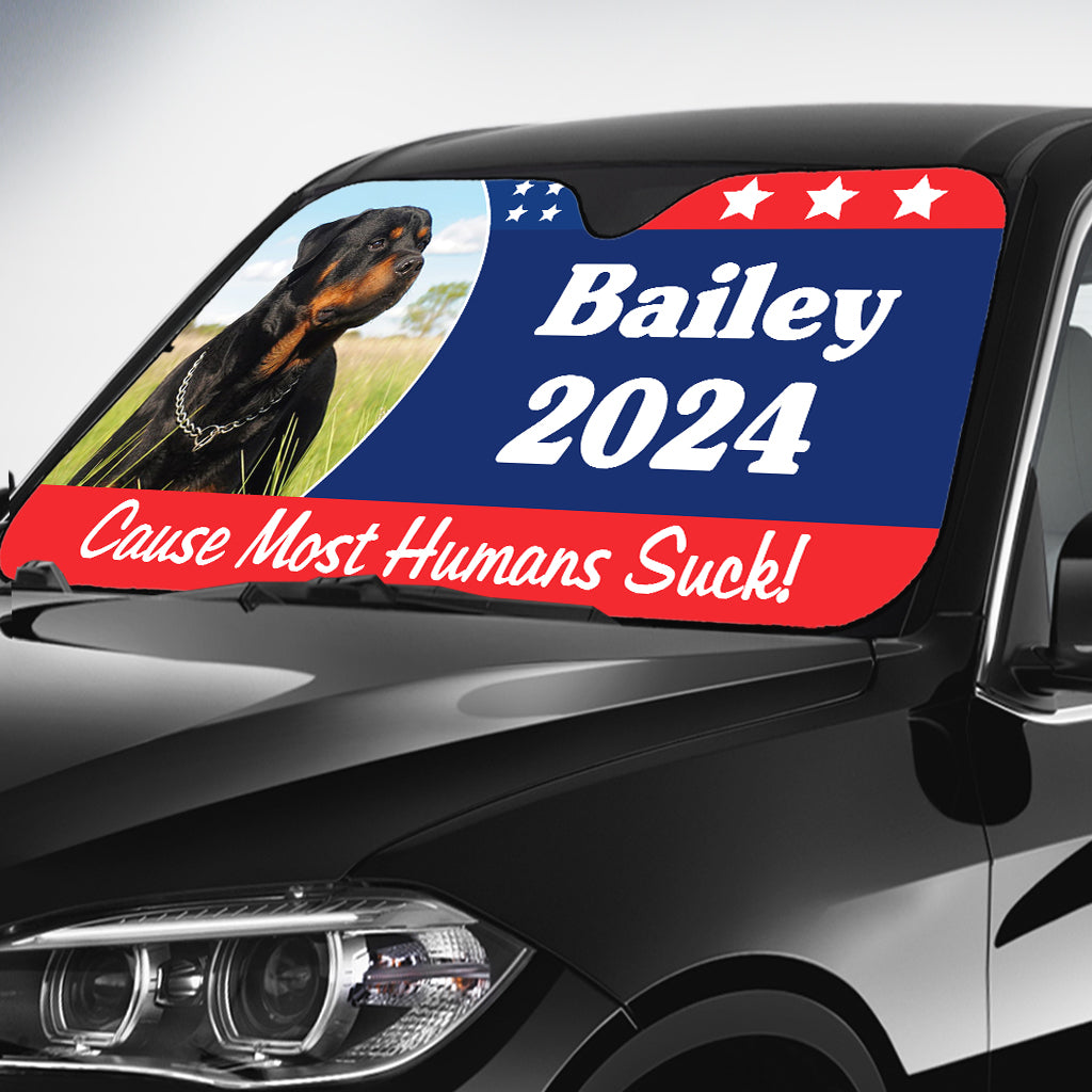 Most Human Suck! Vote For Pets - Personalized Dog Car Sunshade