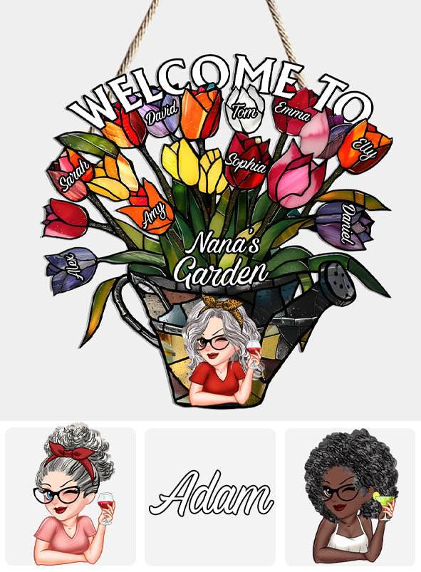 Grandma's Garden - Personalized Grandma Custom Shaped Wood Sign