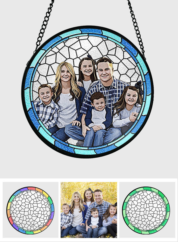 La meilleure famille du monde - Attrape-soleil en vitrail personnalisé pour toute la famille