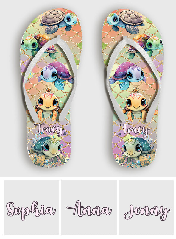Cute Turtles - Personalized Turtle Flip Flops