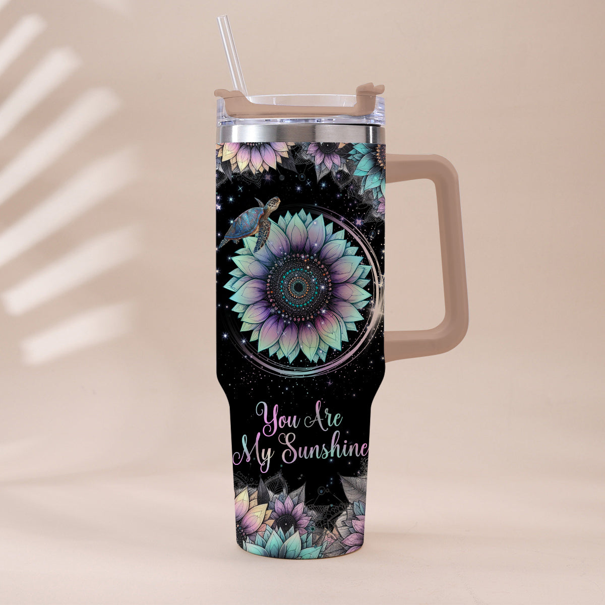 You Are My Sunshine - Personalized Turtle Tumbler With Handle