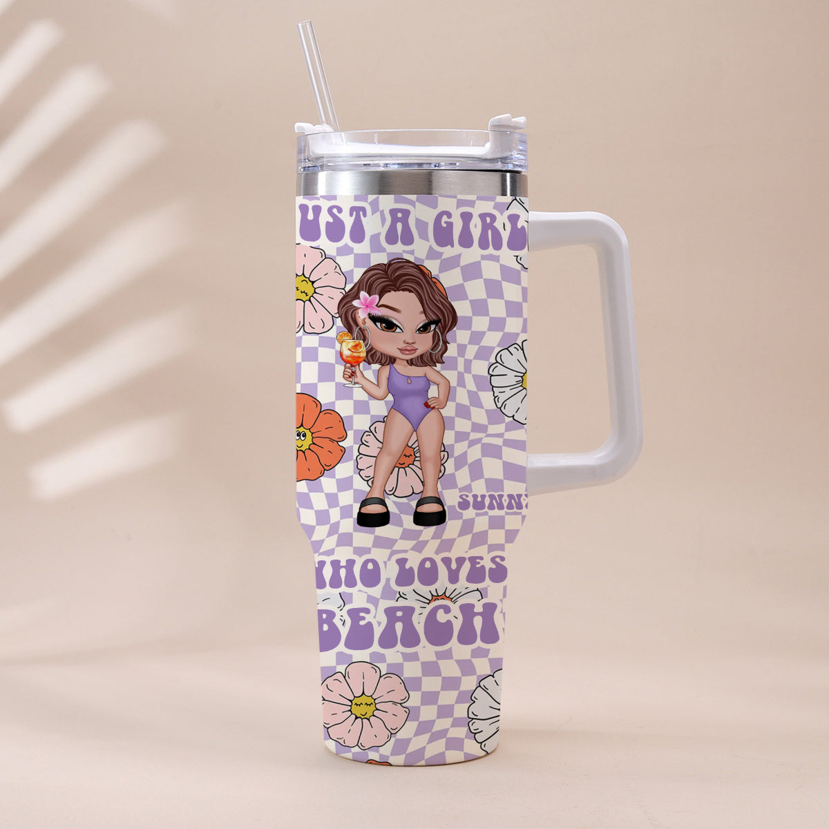 Feral Girl Summer - Personalized Sea Lover Tumbler With Handle