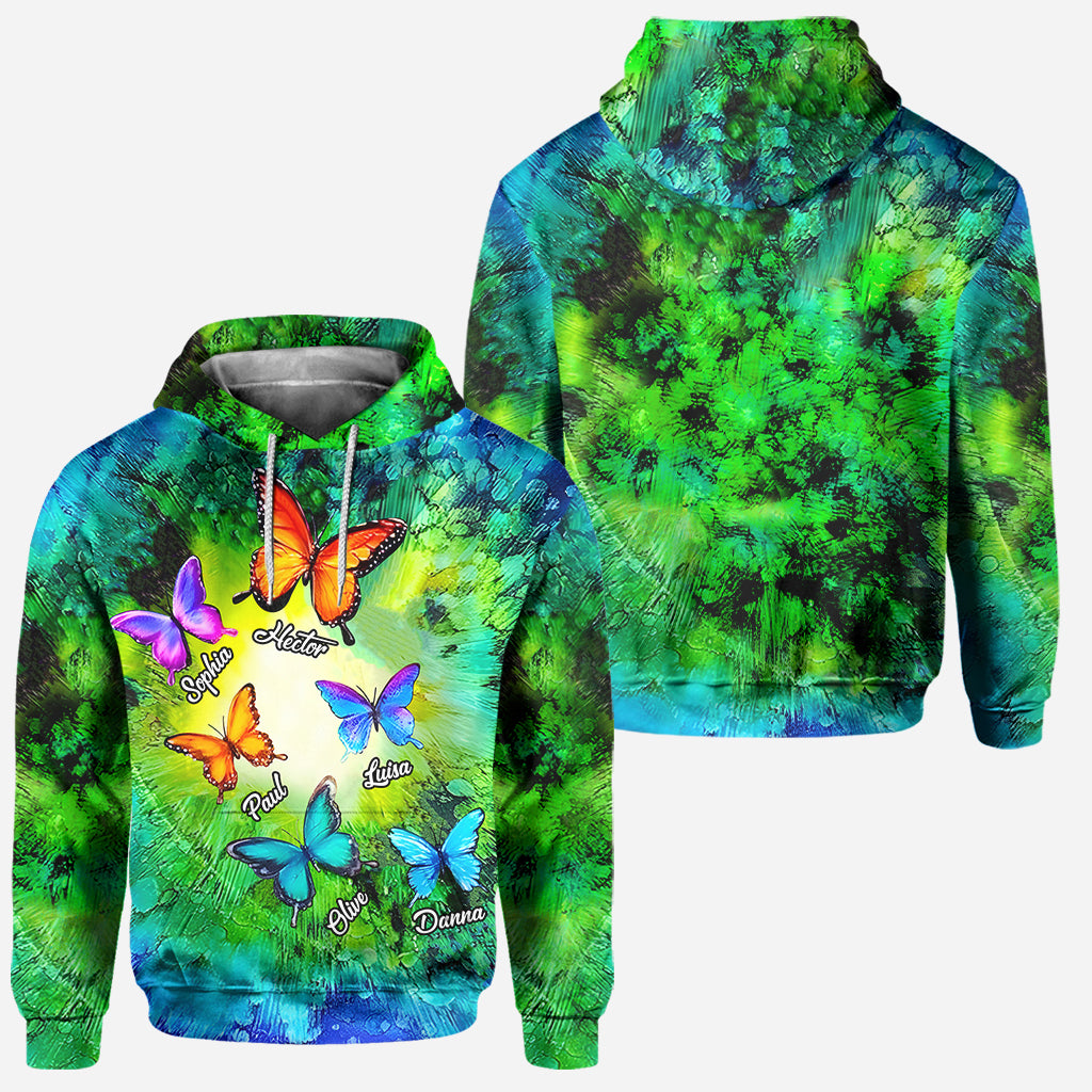 Love Being Grandma Beautiful Butterflies - Personalized Grandma Hoodie and Leggings