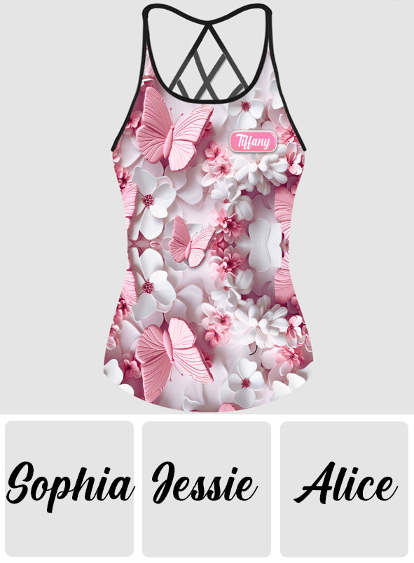 Wonderful Butterflies - Personalized Butterfly Cross Tank Top