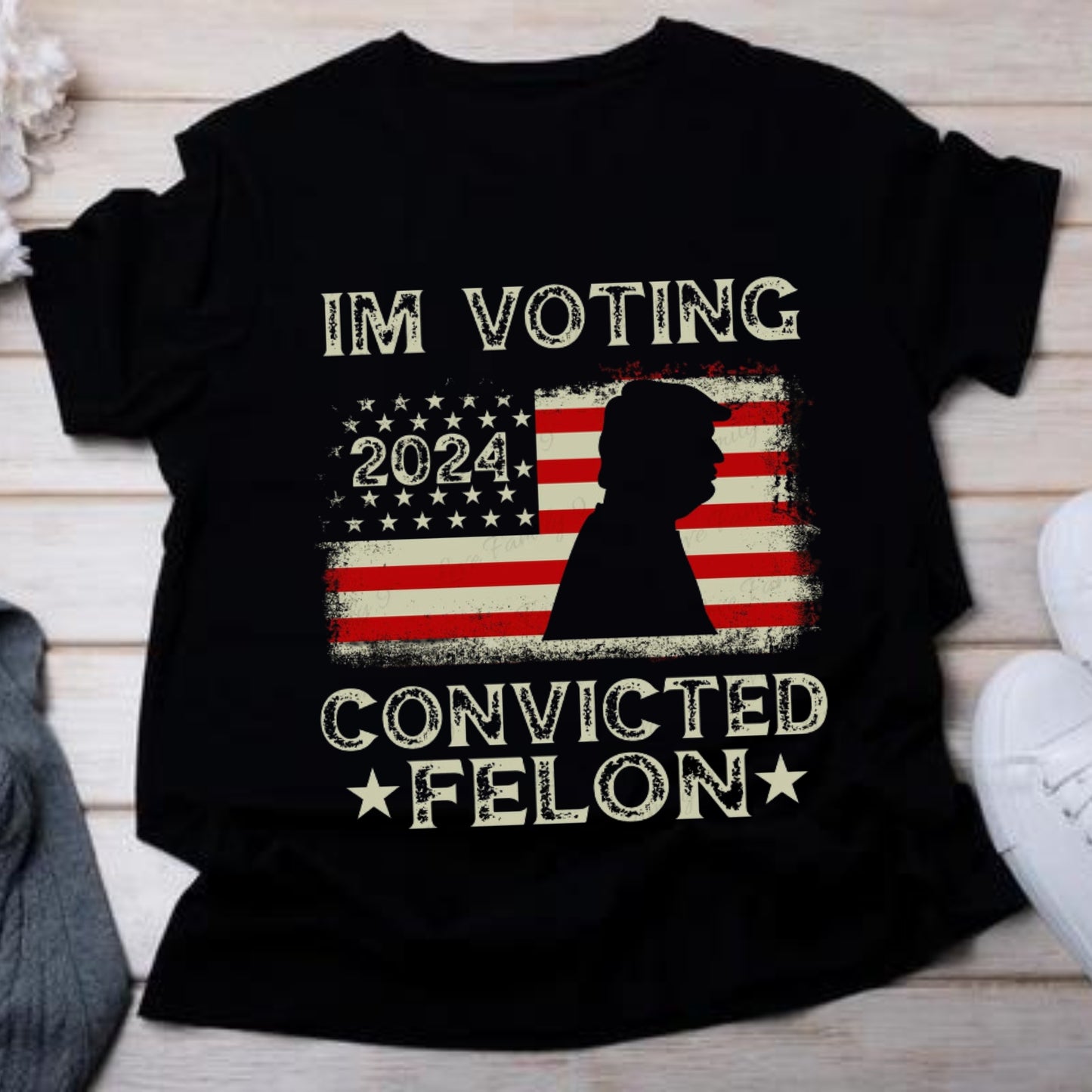2024 Je vote pour le criminel condamné Trum T-shirt et sweat à capuche humoristiques