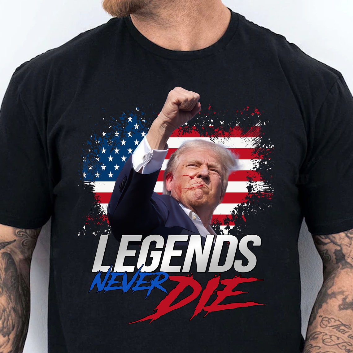 T-shirt « Les légendes du Trump ne meurent jamais », T-shirt « Fight 2024 » du Trump, Sweat-shirt et sweat à capuche « Fight for America ».