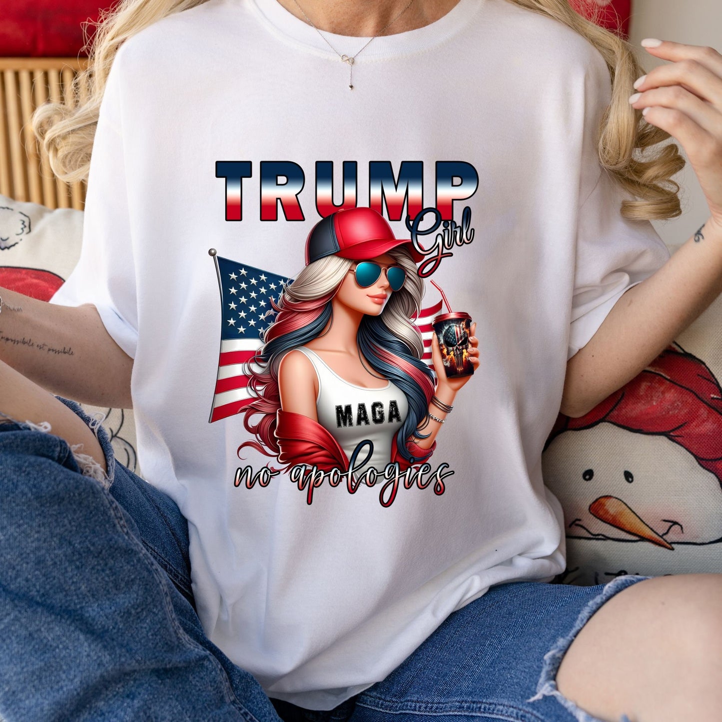 „Trump Girl No Apologies“-T-Shirt, „Make America Great Again“-Shirt, Shirt für amerikanische Frauen, „MAGA 2024“-Shirt, Geschenkideen für Trump-Unterstützer – T-Shirt & Hoodie