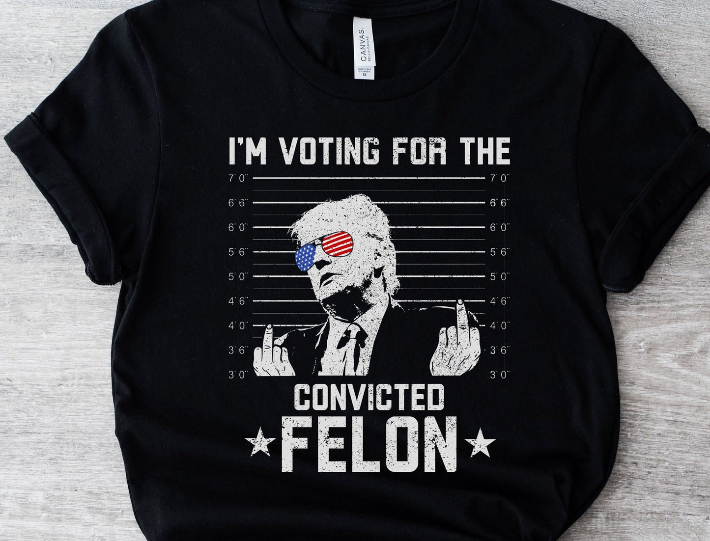 Je vote pour le condamné FeI0n Drapeau américain Trump T-shirt politique humoristique et satire électorale T-shirt et sweat à capuche