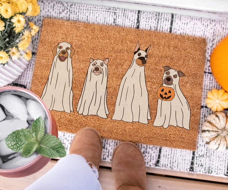 Paillasson d'Halloween Chiens Fantômes 0924