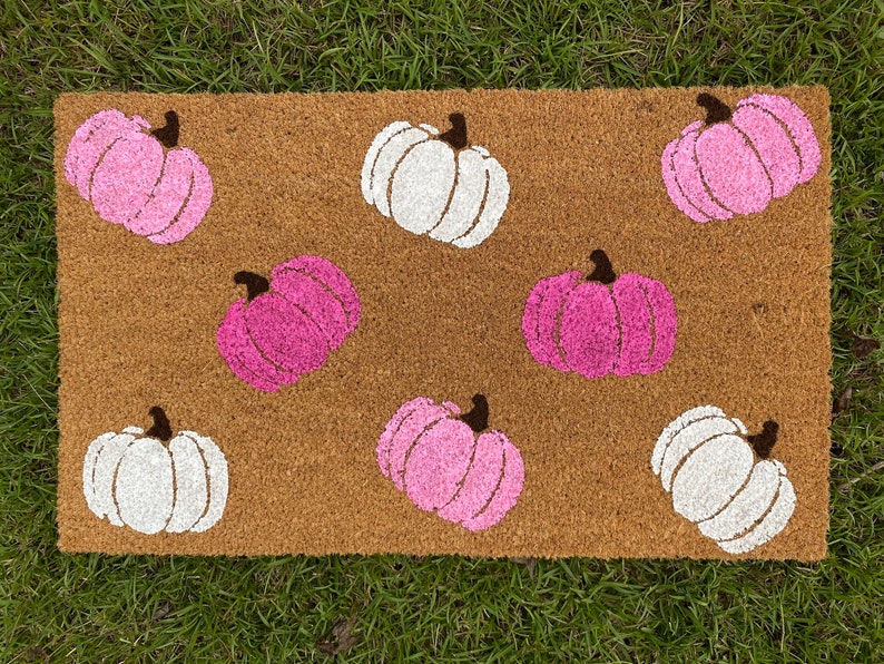 Fußmatte mit rosa Kürbissen, Halloween-Fußmatte 0924