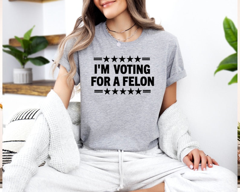 T-shirt « Trump condamné pour crime », T-shirt « Je vote pour un criminel », T-shirt « Coupable », T-shirt et sweat à capuche Trump 2024