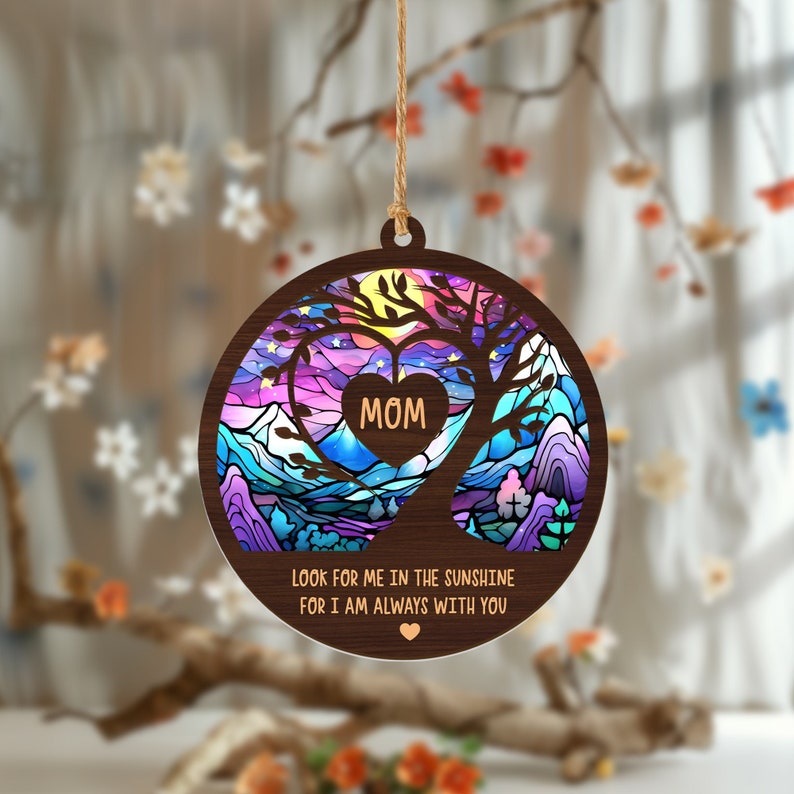Mother In Heaven - Memorial Window Hanging Suncatcher Ornament - Personalized Memorial Window Hanging Suncatcher Ornamentg 0924