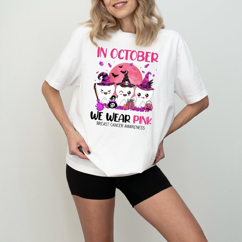 Im Oktober tragen wir rosa T-Shirt, T-Shirt und Hoodie zur Sensibilisierung für Brustkrebs im zahnärztlichen Bereich 0924